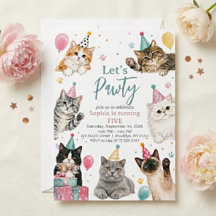 Invitación Kit de Fiesta de Cumpleaños de Gatito Vamos a Pawt