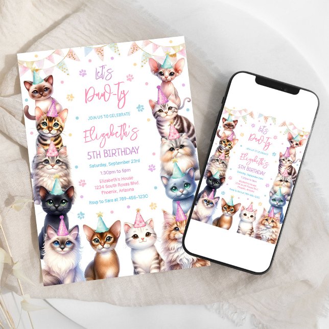 Invitación Kit de Fiesta de Gatito Cumpleaños de Gato Vamos a (Subido por el creador)