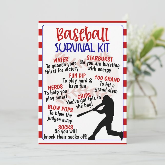 Invitación Kit de supervivencia de béisbol (Anverso de pie)