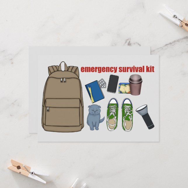Invitación Kit de supervivencia de emergencia (Anverso/Reverso In Situ)