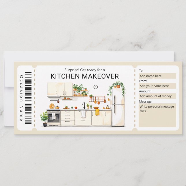 Invitación Kitchen Renovation Gift Certificate  (Anverso)