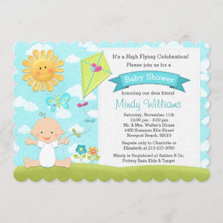 Invitación kite Baby Shower Blue Boy