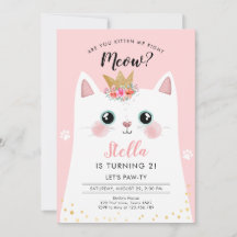 Kitten Meow Chica de la Corona Rosa Kitty Cat Cump