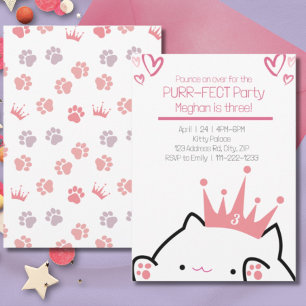 Invitación Kitten Princess Chica Birthday