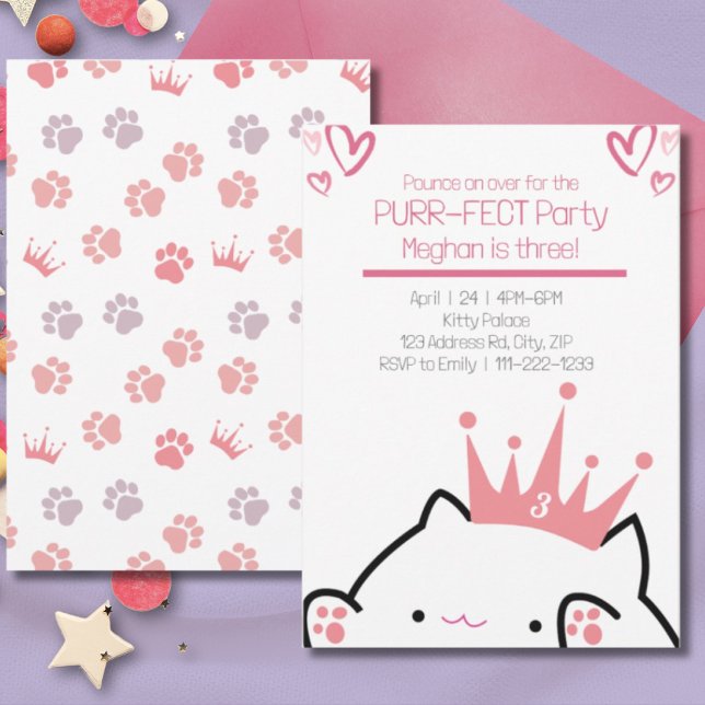 Invitación Kitten Princess Chica Birthday (Subido por el creador)