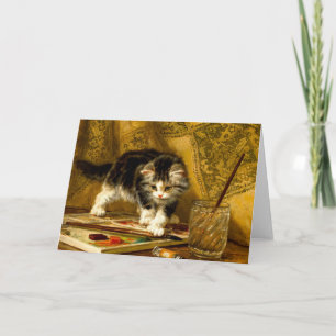 Invitación Kitten with Paint and Brushes