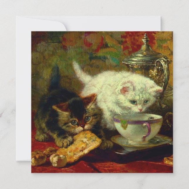 Invitación Kittens Tea Fiesta (Anverso)