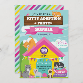 Invitación Kitty Birthday Invitation / Girl Kitten Party