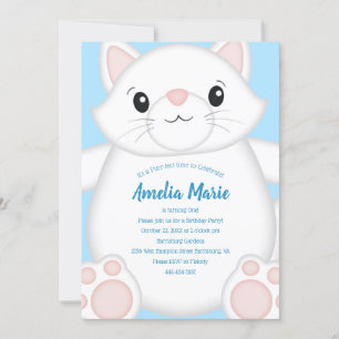 Invitación Kitty Blue de la fiesta de cumpleaños del gato