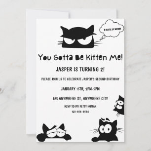Invitación Kitty Cat Birthday Kitten Pawty Invite