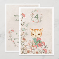 Kitty Cat Floral Girly Kitten 4º cumpleaños