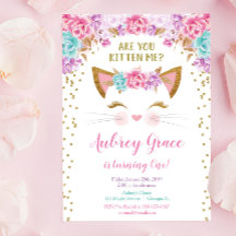 Kitty cat gatito purpurina de oro rosa fiesta de c