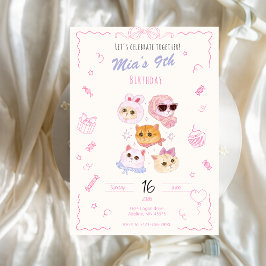 Invitación Kitty Girl Birthday Invitation 