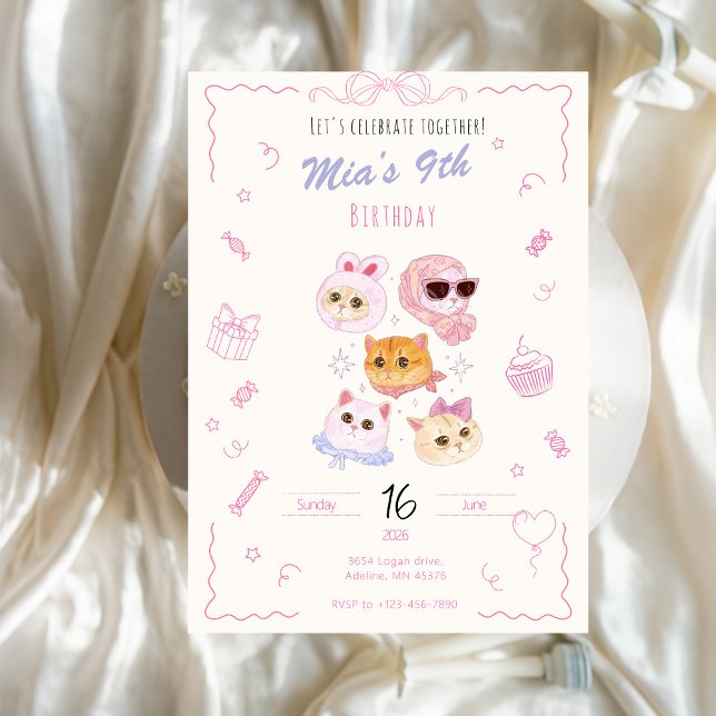 Invitación Kitty Girl Birthday Invitation  (Subido por el creador)