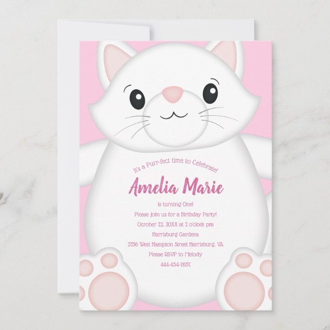 Invitación Kitty Pink (Anverso)