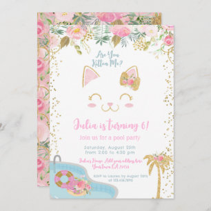Invitación Kitty Pool Party Invitation