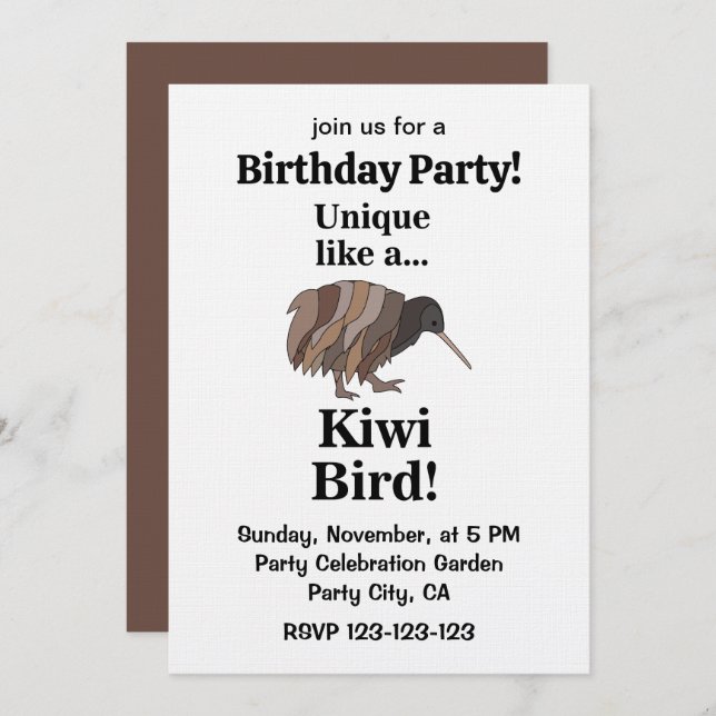 Invitación Kiwi Bird Birthday Party (Anverso / Reverso)
