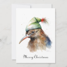 Kiwi con sombrero de Santa acuarela personalizado 