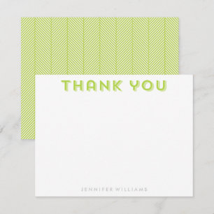 Invitación Kiwi Green Herringbone Pattern Gracias Notas