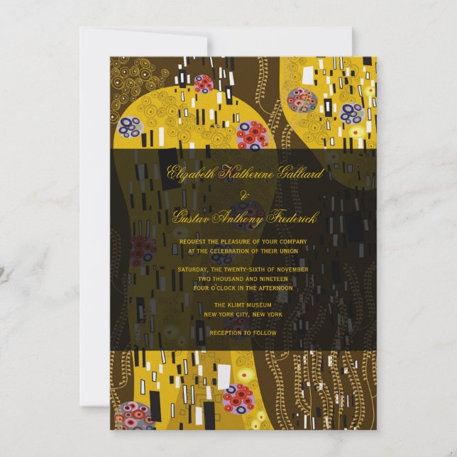 Invitación Klimt inspiró a la Moda Art Nouveau El Boda del be (Anverso)