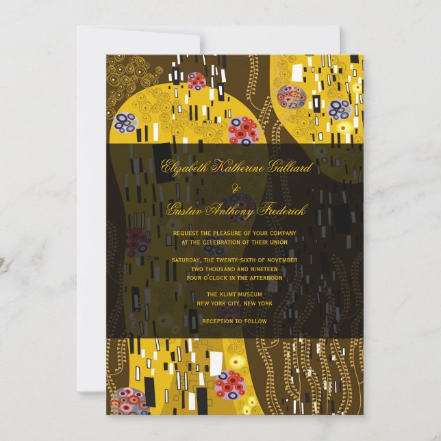 Invitación Klimt inspiró a la Moda Art Nouveau El Boda del be (Anverso)