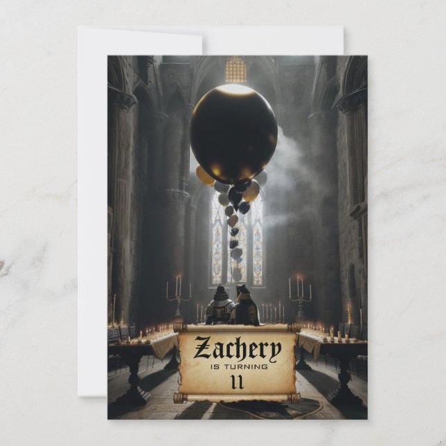 Invitación *~* Knight Castle Fantasy Medieval AP88 Cumpleaños (Anverso)