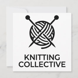 Invitación Knitting Collective Noir Logo Minimaliste Tricot