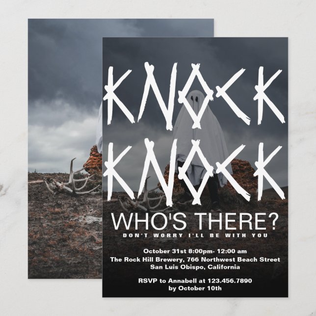 Invitación Knock Knock Who's There Photo Halloween (Anverso / Reverso)