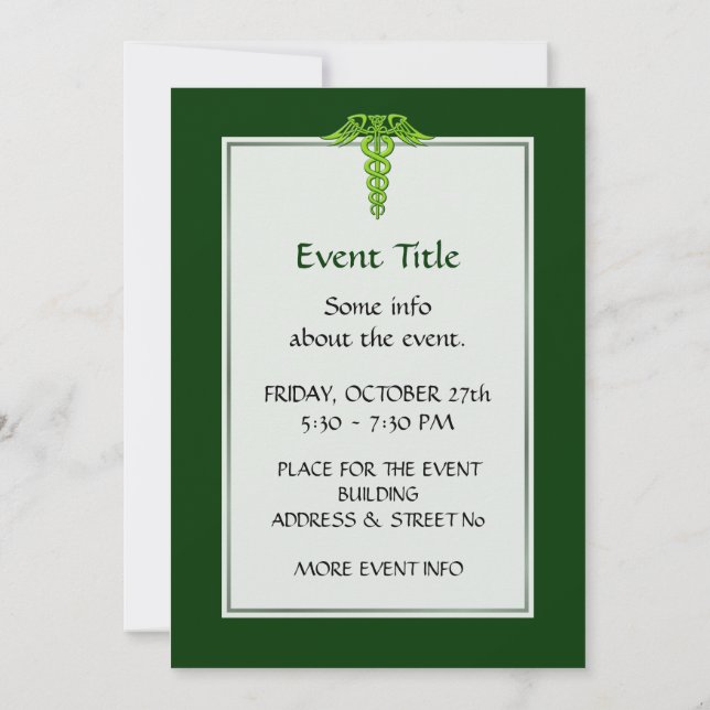 Invitación Knot Caduceus celta verde (Reverso)