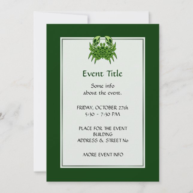 Invitación Knot celta de cangrejo verde (Anverso)