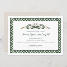 Invitación Knot celta | Moderno Boda floral irlandés