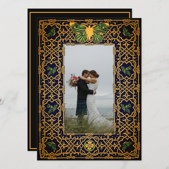 Invitación Knot Celtic de oro (Anverso / Reverso)