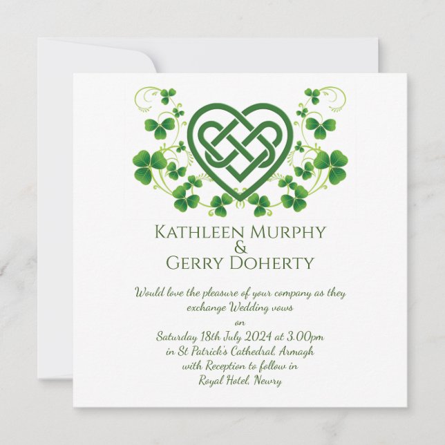 Invitación Knot de amor célico irlandés tradicional y Shamroc (Anverso)