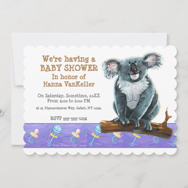 Invitación Koala Bear Baby Shower (Anverso)