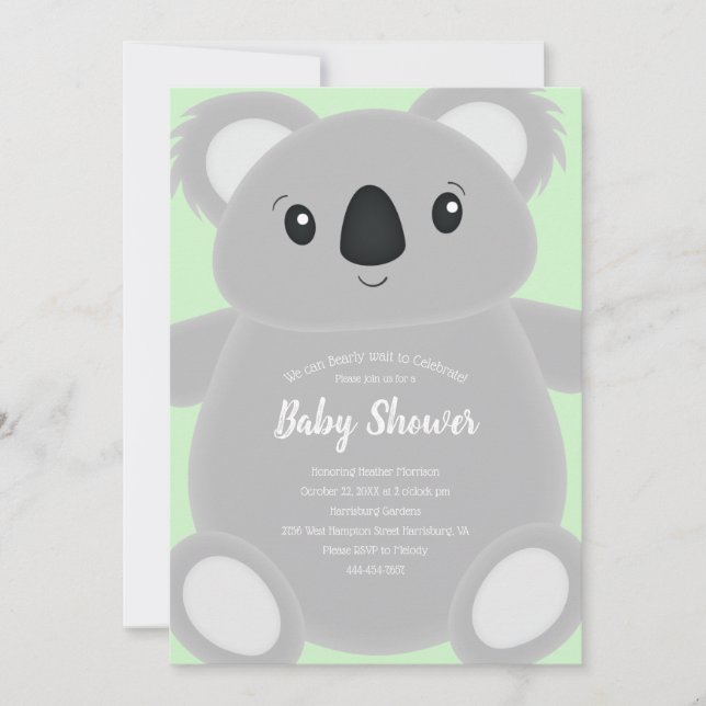 Invitación Koala Bear Baby Shower (Anverso)