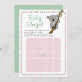 Invitación Koala Bear Juego de Bingo Baby Shower Chica Rosa