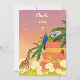 Invitación Koala en Coconut cumpleaños exótico