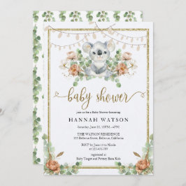 Invitación Koala Eucalyptus Woodland Boho Baby Shower