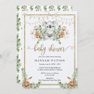 Invitación Koala Eucalyptus Woodland Boho Baby Shower