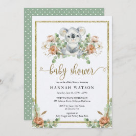 Invitación Koala Eucalyptus Woodland Elegante Baby Shower