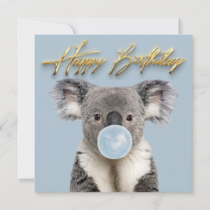 Invitación Koala luciendo un chicle azul