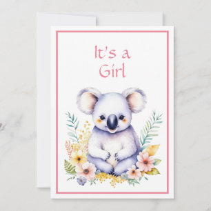 Invitación Koala Oso tema es un Baby Shower Chica