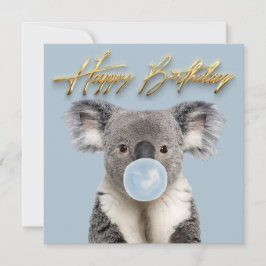 Invitación Koala soplando un chicle azul