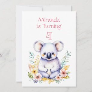 Invitación Koala Tuvo el Día del Chica Temático