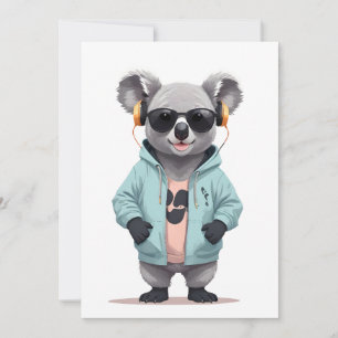 Invitación Koala Usando Hoodie Funny Carácter Animal De Guay