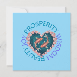 Invitación Koi buena fortuna rosa y turquesa