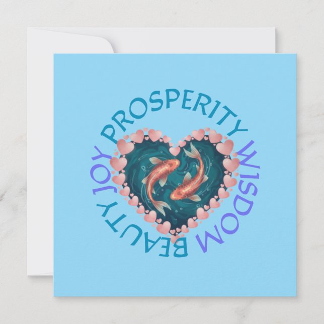 Invitación Koi buena fortuna rosa y turquesa (Anverso)