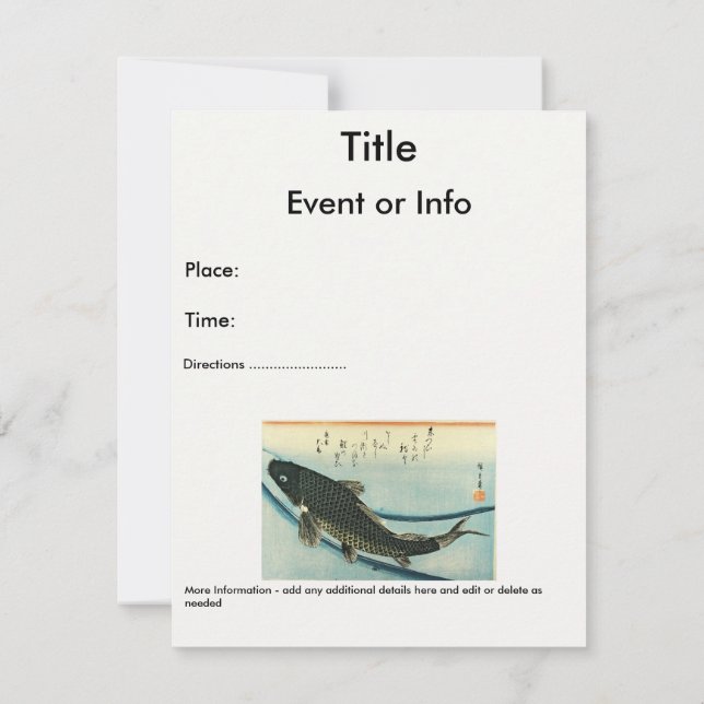 Invitación Koi (carpa) - Impresión de pescado japonés de Hiro (Reverso)