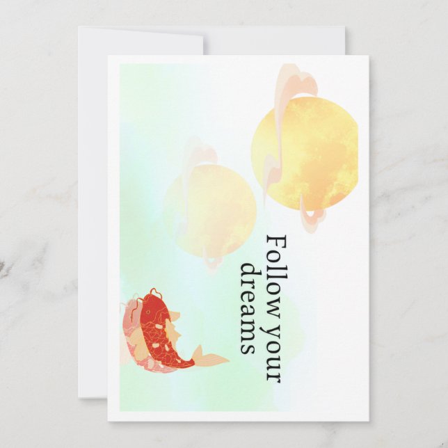 Invitación Koi Fish Dream Quote Art Print – "Follow Your Drea (Anverso)