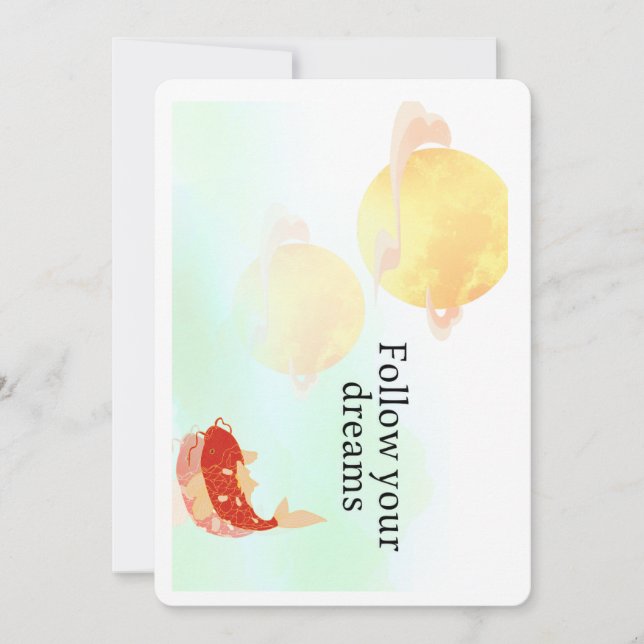 Invitación Koi Fish Dream Quote Art Print – "Follow Your Drea (Anverso)